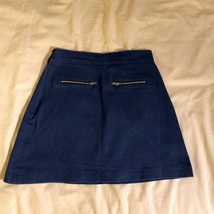 Denim skirts with front zippers